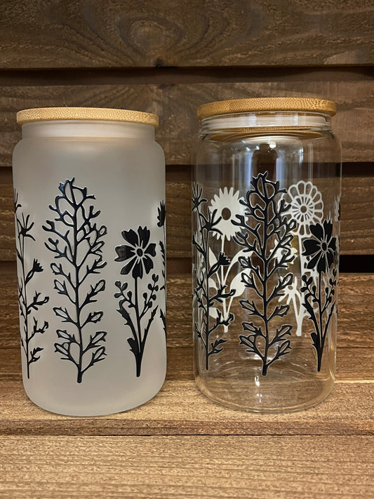 16oz black flowers