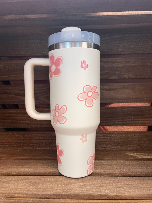 40oz Retro flowers